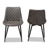 Baxton Studio Loire Grey and Brown Upholstered Black Finished 2-PC Dining Chair Set 160-10508